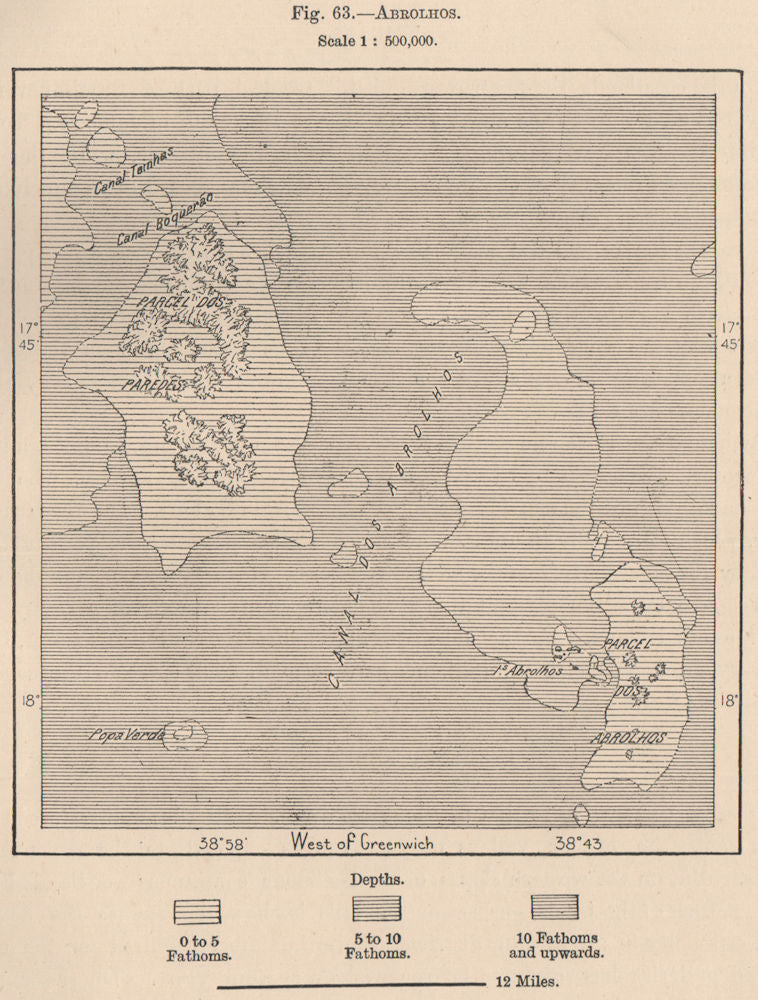 Abrolhos Islands. Arquipélago de Abrolhos Brazil 1885 old antique map chart